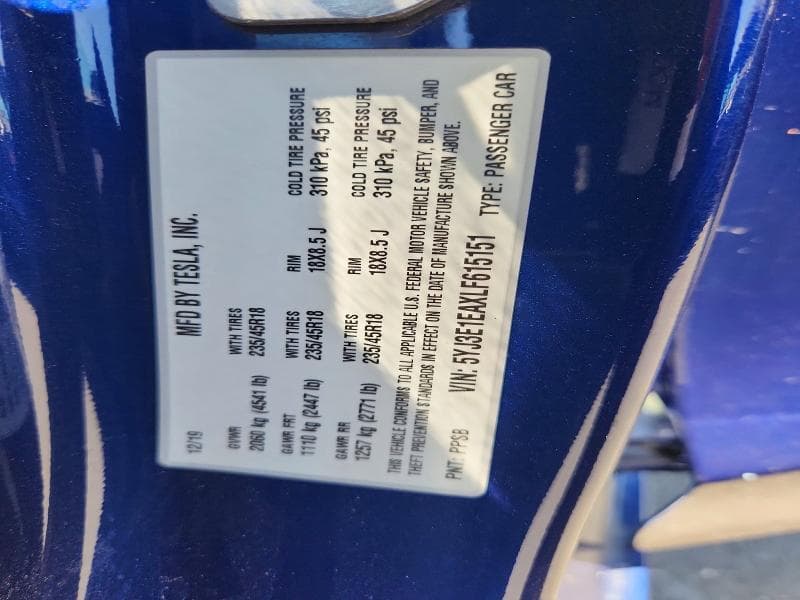 2020 TESLA MODEL 3 12