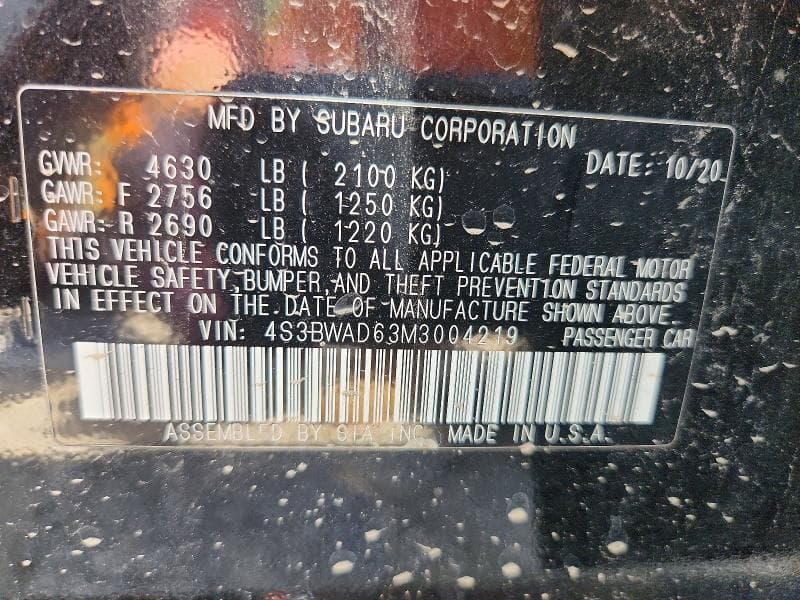 2021 SUBARU LEGACY PREMIUM 12