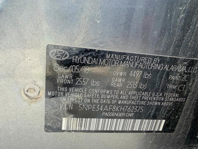 2019 HYUNDAI SONATA LIMITED LIMITED 11
