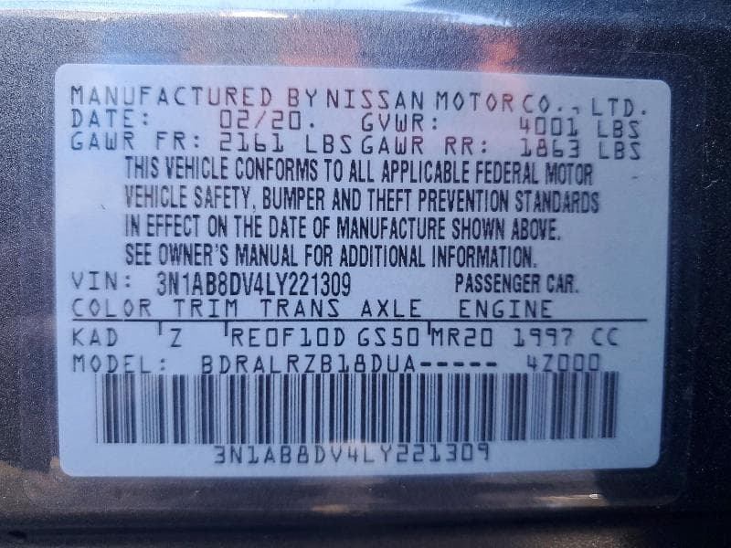 2020 NISSAN SENTRA SR 12