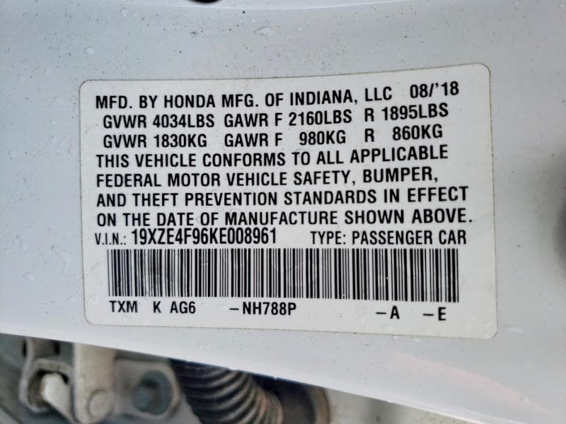 2019 HONDA INSIGHT TOURING 12