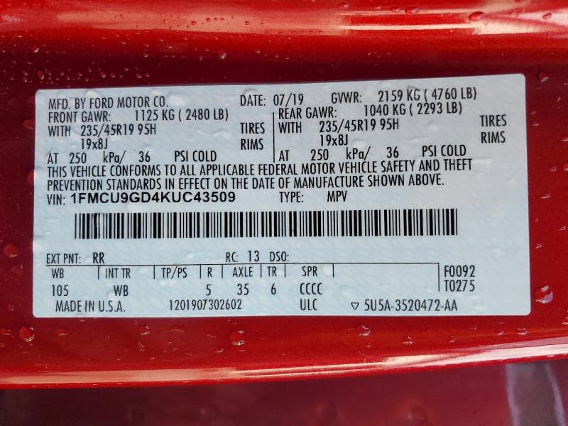 2019 FORD ESCAPE SE SE 13