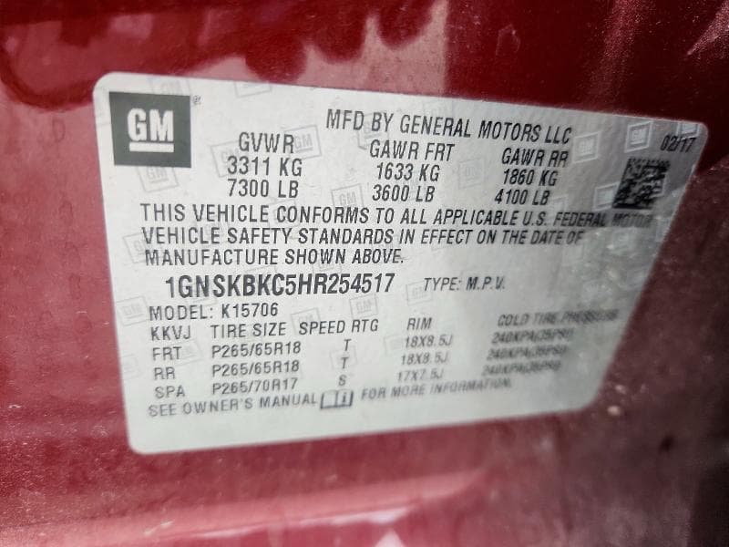 2017 CHEVROLET TAHOE K1500 LT 13