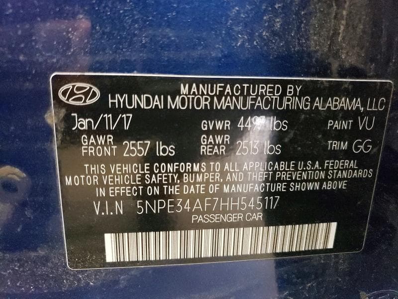 2017 HYUNDAI SONATA LIMITED 13