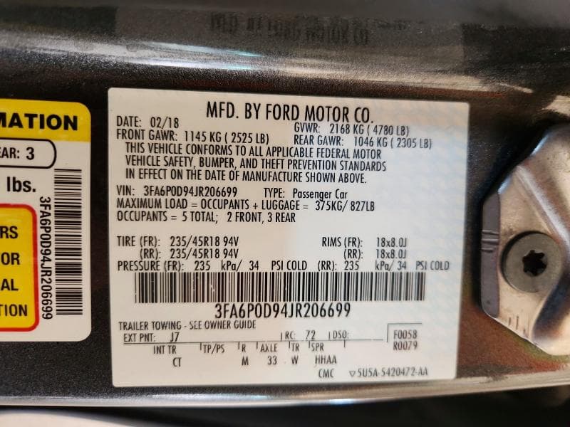 2018 FORD FUSION TITANIUM/PLATINUM 12
