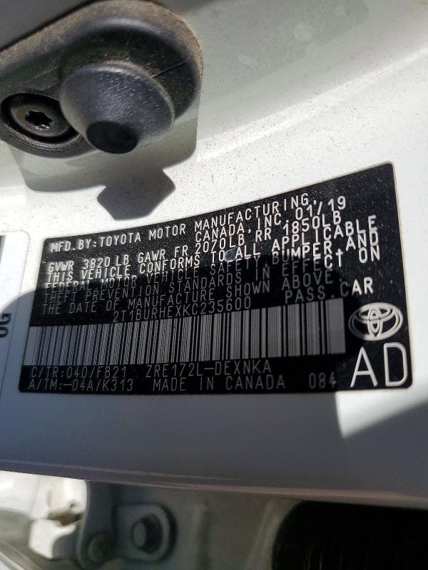 2019 TOYOTA COROLLA LE 13