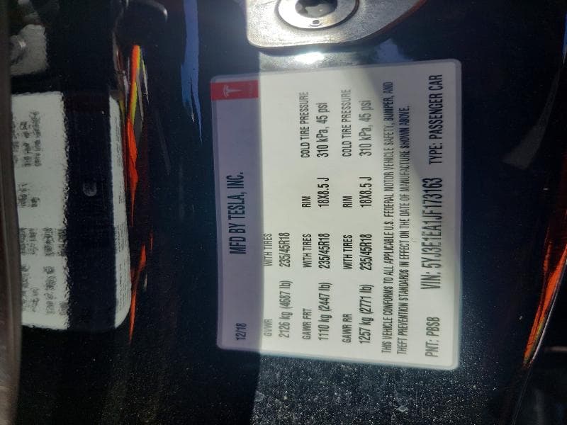 2018 TESLA MODEL 3 13
