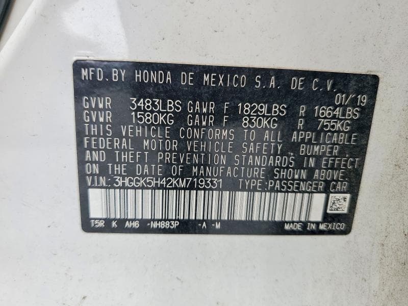 2019 HONDA FIT LX 12
