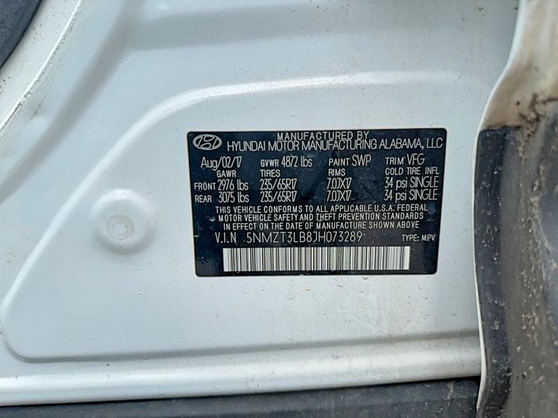 2018 HYUNDAI SANTA FE SPORT 2.4L 10