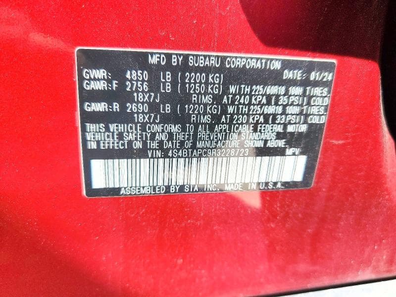 2024 SUBARU OUTBACK TOURING 12