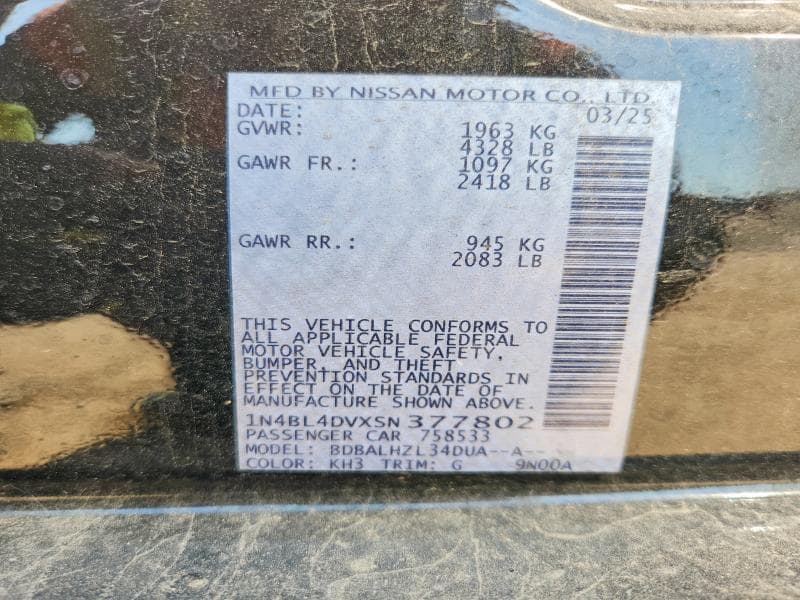 2025 NISSAN ALTIMA SV 13