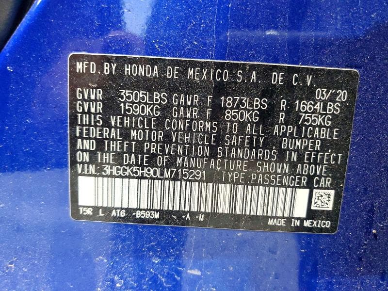 2020 HONDA FIT EXL 12