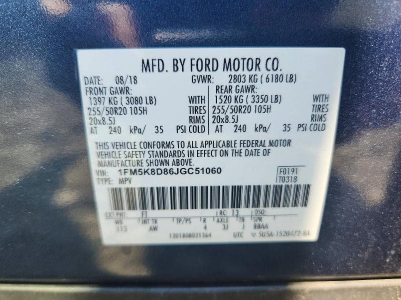 2018 FORD EXPLORER XLT 14