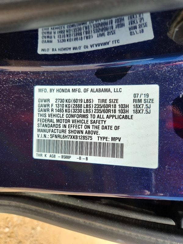 2019 HONDA ODYSSEY EXL 13