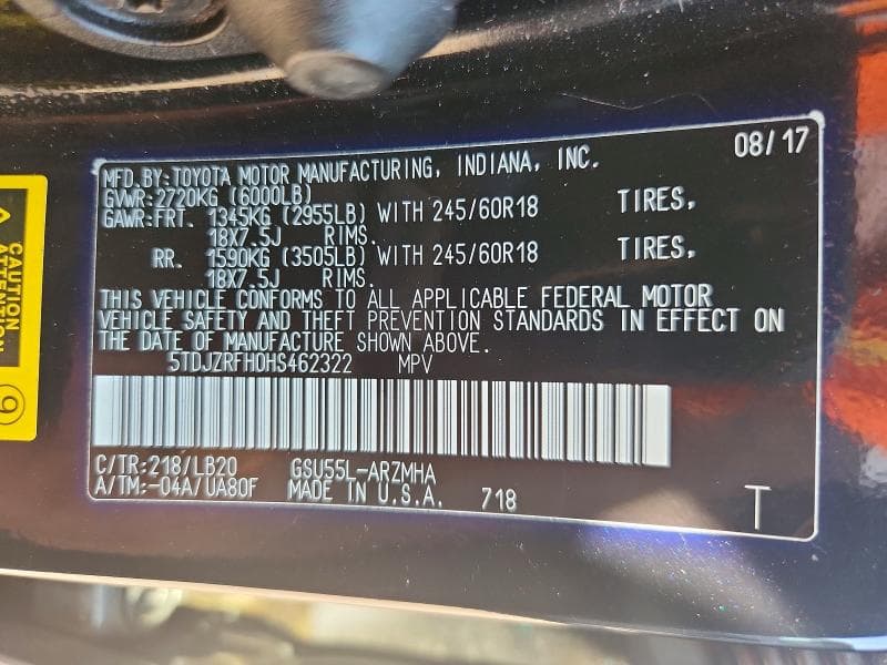 2017 TOYOTA HIGHLANDER XLE 13