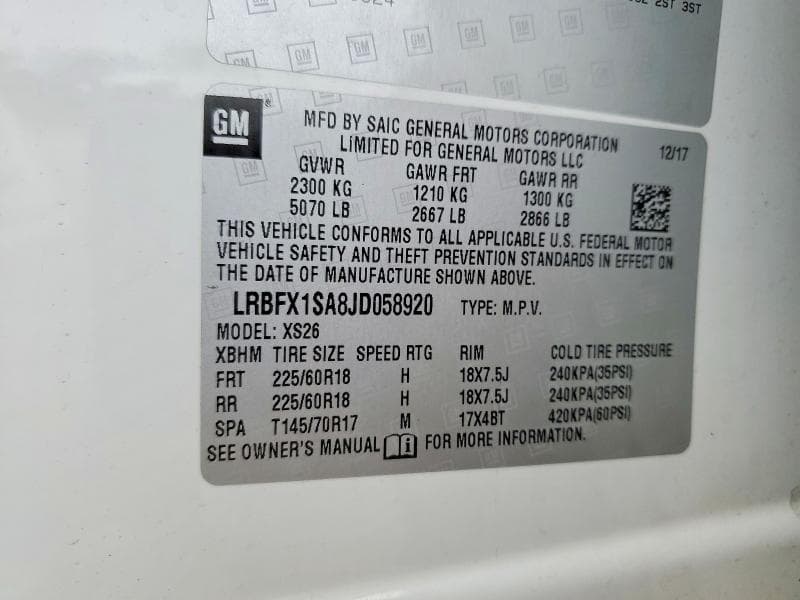2018 BUICK ENVISION ESSENCE 13