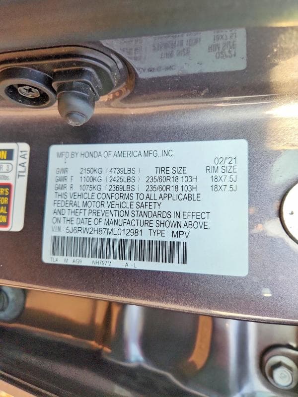 2021 HONDA CR-V EXL 13