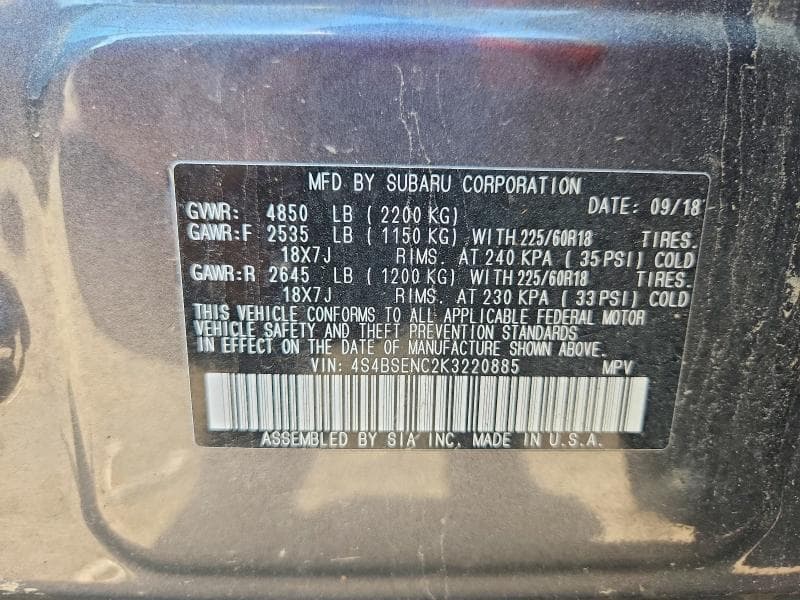 2019 SUBARU OUTBACK 3.6R LIMITED 13