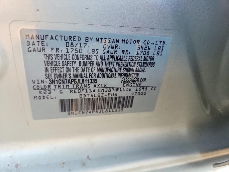 2018 NISSAN VERSA SV 12