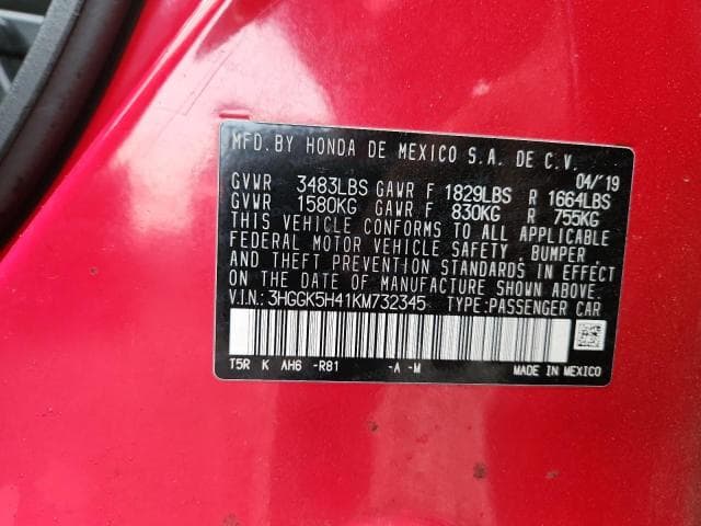 2019 HONDA FIT LX 13
