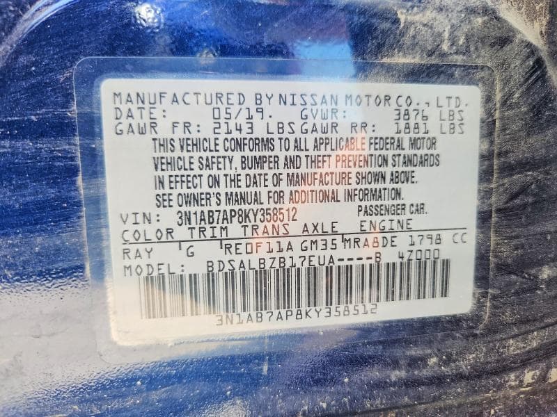 2019 NISSAN SENTRA S 12