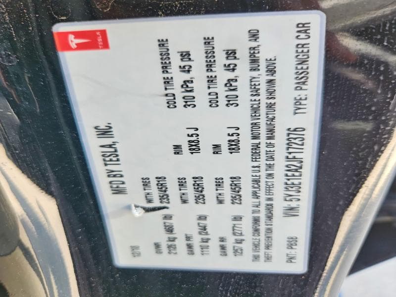 2018 TESLA MODEL 3 12