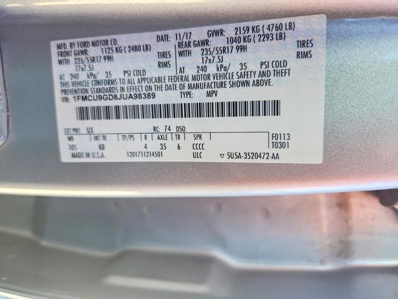 2018 FORD ESCAPE SE 13
