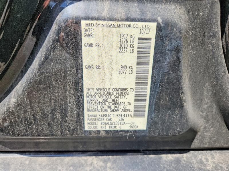 2018 NISSAN ALTIMA 2.5 S 12