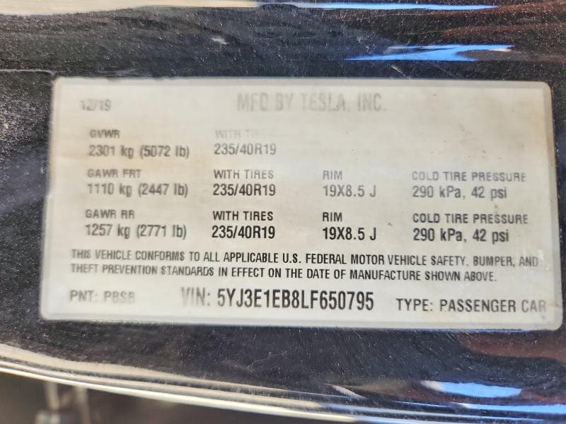 2020 TESLA MODEL 3 12