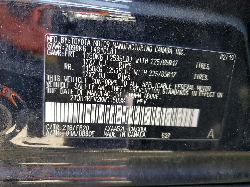 2019 TOYOTA RAV4 LE 13