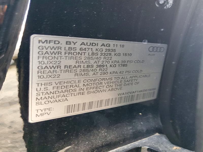 2019 AUDI Q8 PRESTIGE 12