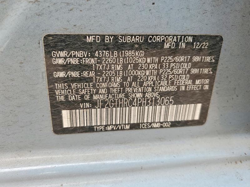 2023 SUBARU CROSSTREK SPORT 12
