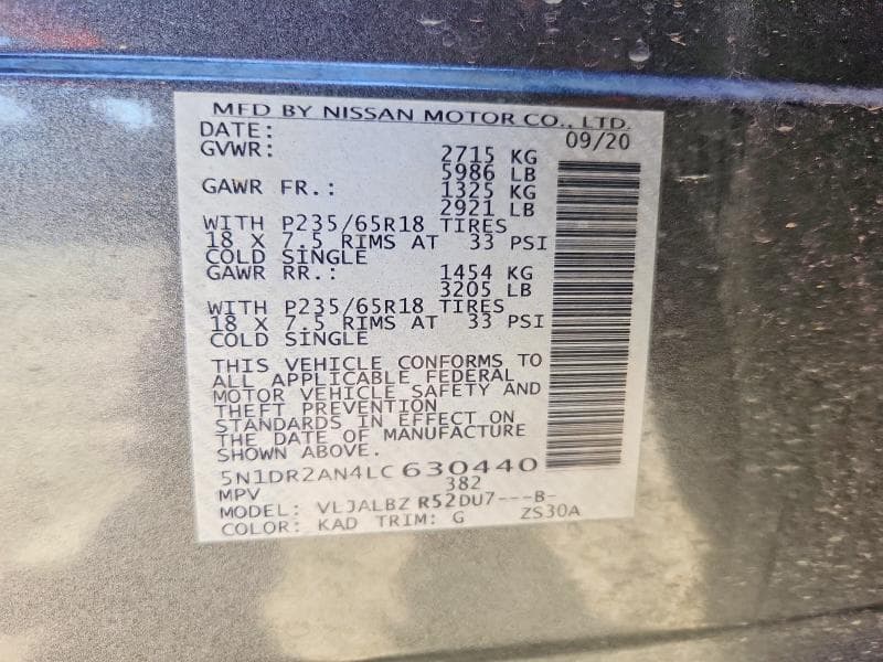 2020 NISSAN PATHFINDER S 13