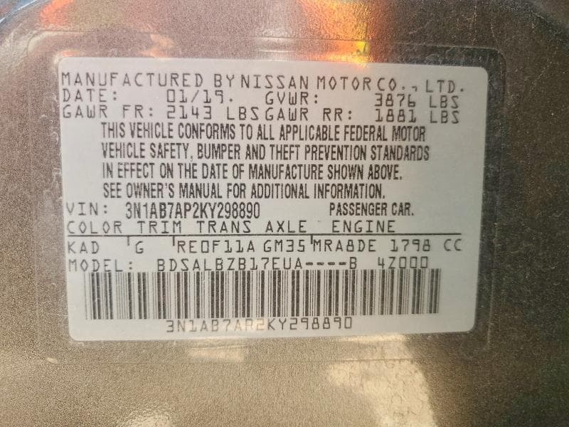 2019 NISSAN SENTRA S 13