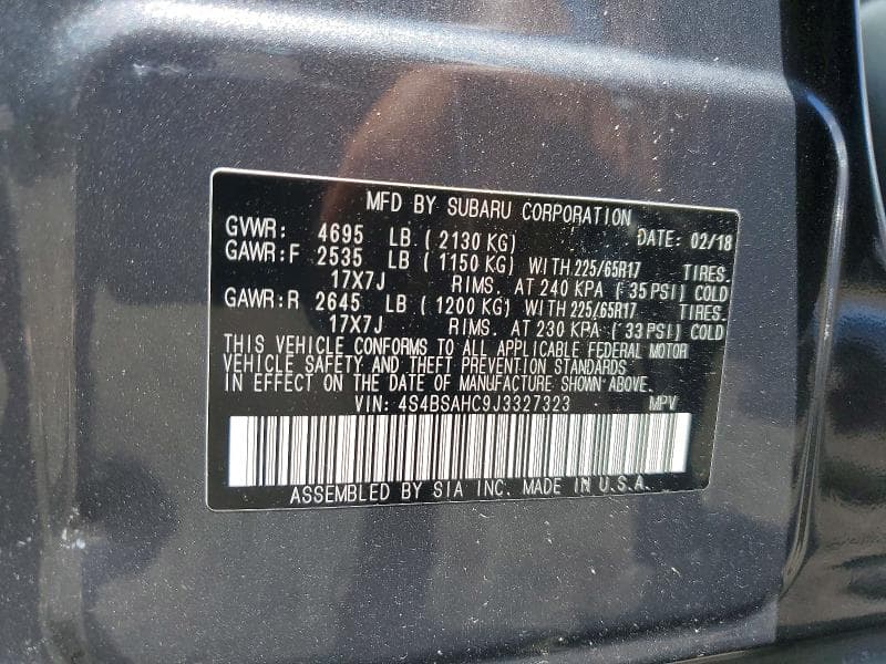2018 SUBARU OUTBACK 2.5I PREMIUM 13