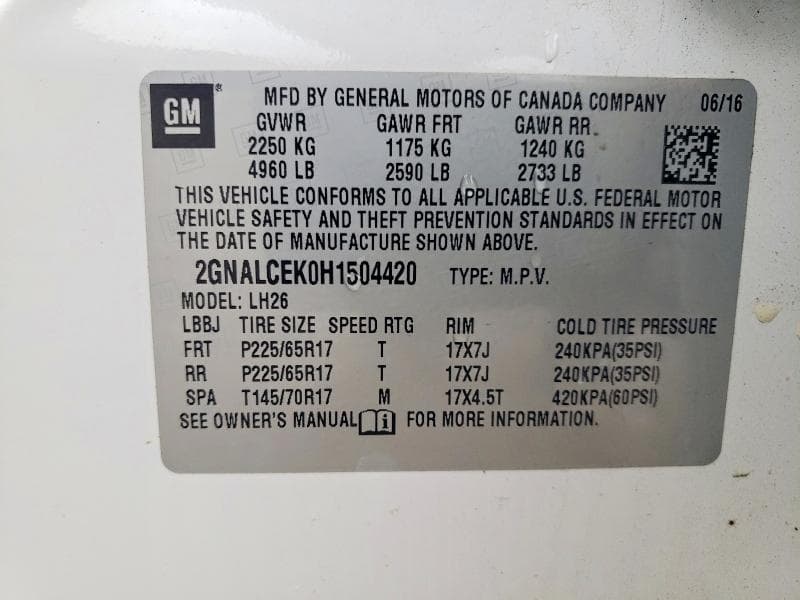2017 CHEVROLET EQUINOX LT 13