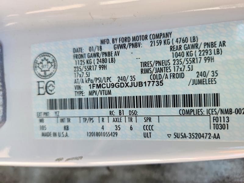 2018 FORD ESCAPE SE 13