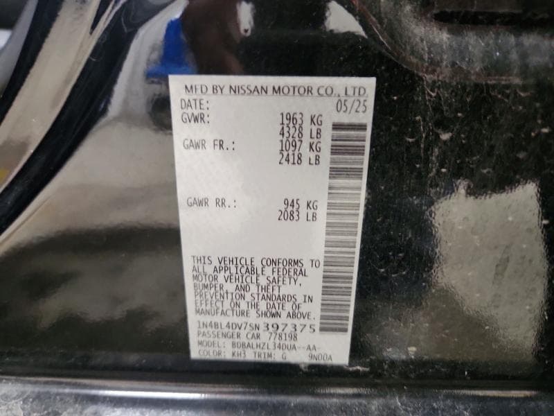 2025 NISSAN ALTIMA SV 12