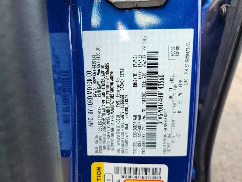 2017 FORD FUSION SE 12