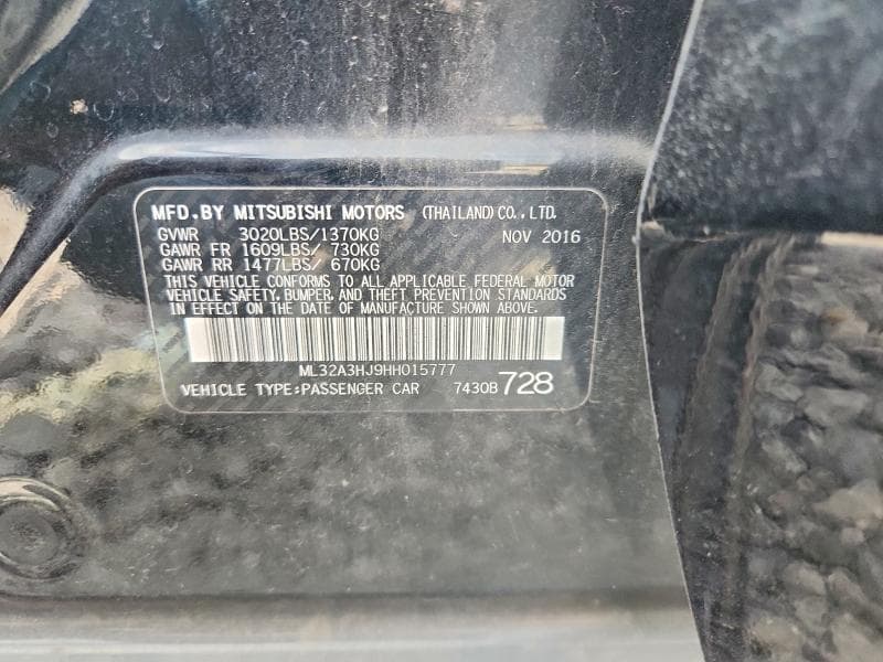 2017 MITSUBISHI MIRAGE ES 12