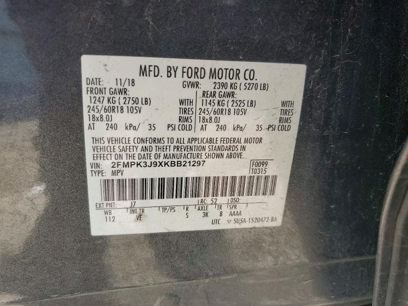 2019 FORD EDGE SEL 12