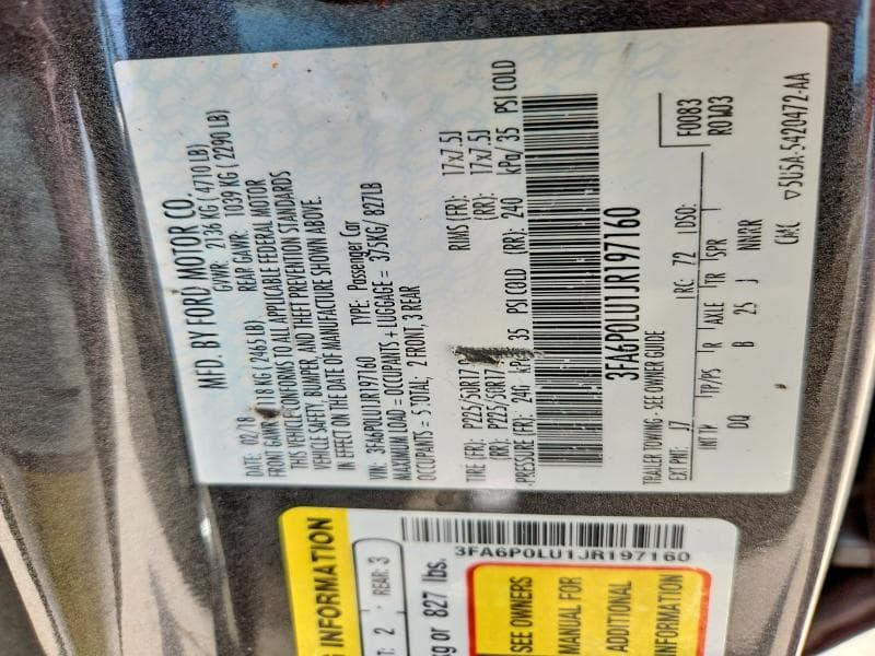 2018 FORD FUSION SE HYBRID 12