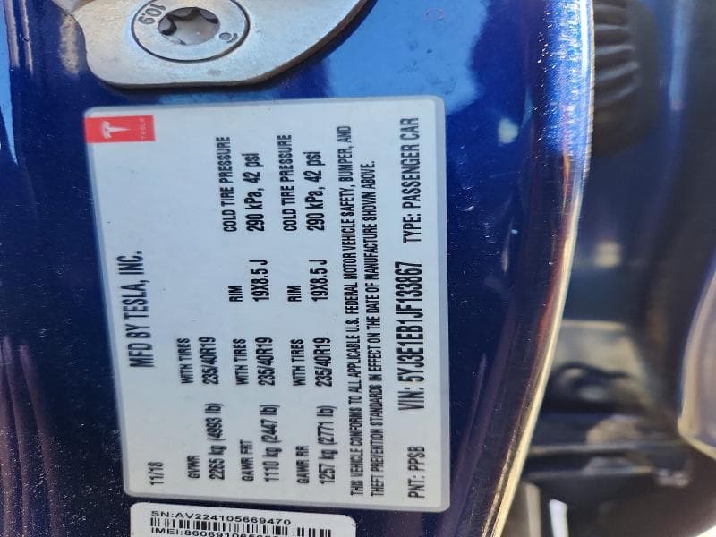 2018 TESLA MODEL 3 12