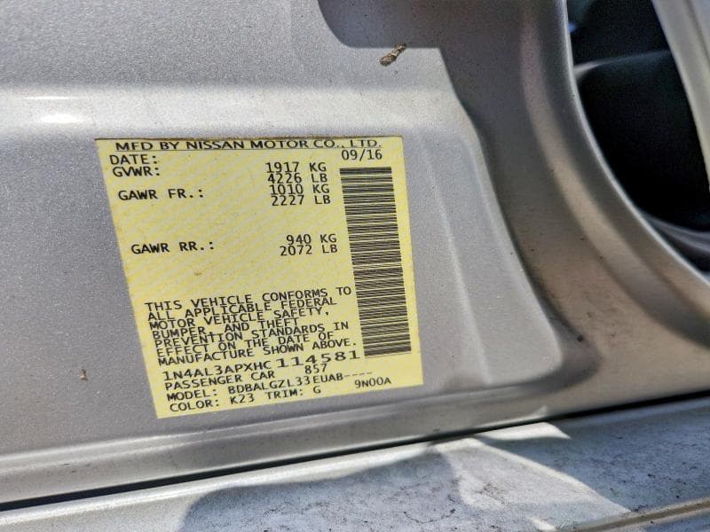2017 NISSAN ALTIMA 2.5 S 13