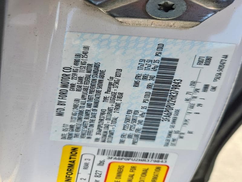 2017 FORD FUSION SE PHEV 12