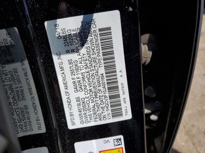 2018 HONDA ACCORD HYBRID 12