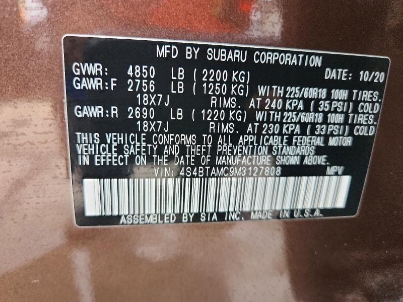2021 SUBARU OUTBACK LIMITED 13