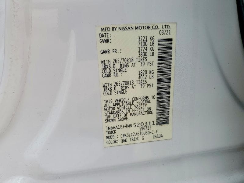 2021 NISSAN TITAN SV 13