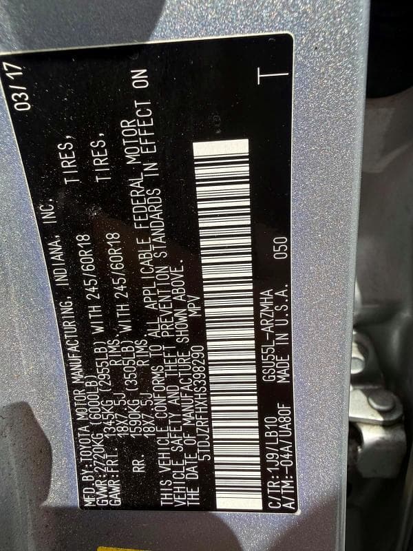 2017 TOYOTA HIGHLANDER XLE 12