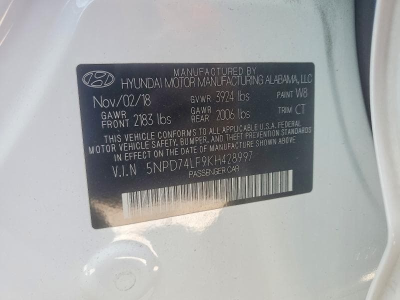 2019 HYUNDAI ELANTRA SE 12